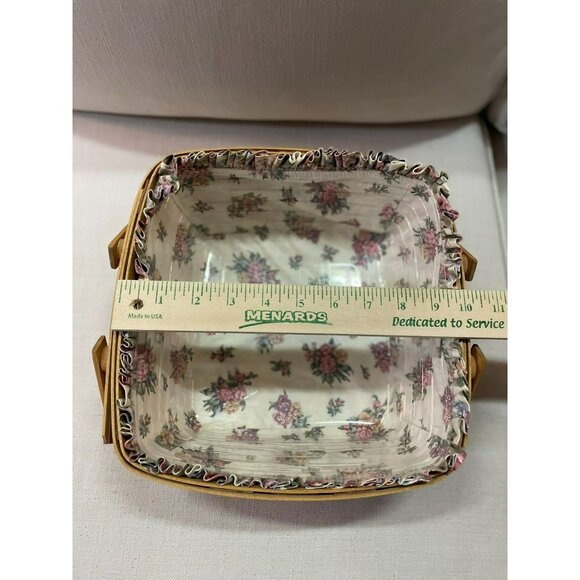 Vintage 1992 Longaberger Basket Used Floral Fabric and Plastic Liner - Picture 12 of 16